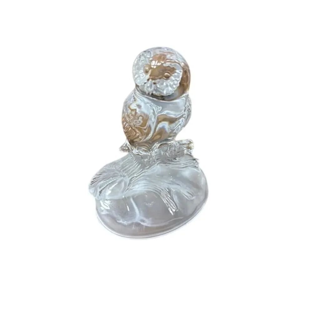 Vintage Cristal D'Arques frosted clear owl figurine 6"